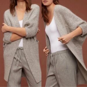 Babaton Aritzia Italian Mohair Blend Tan Cardigan Sweater Coat Cocoon Sz XS VGUC
